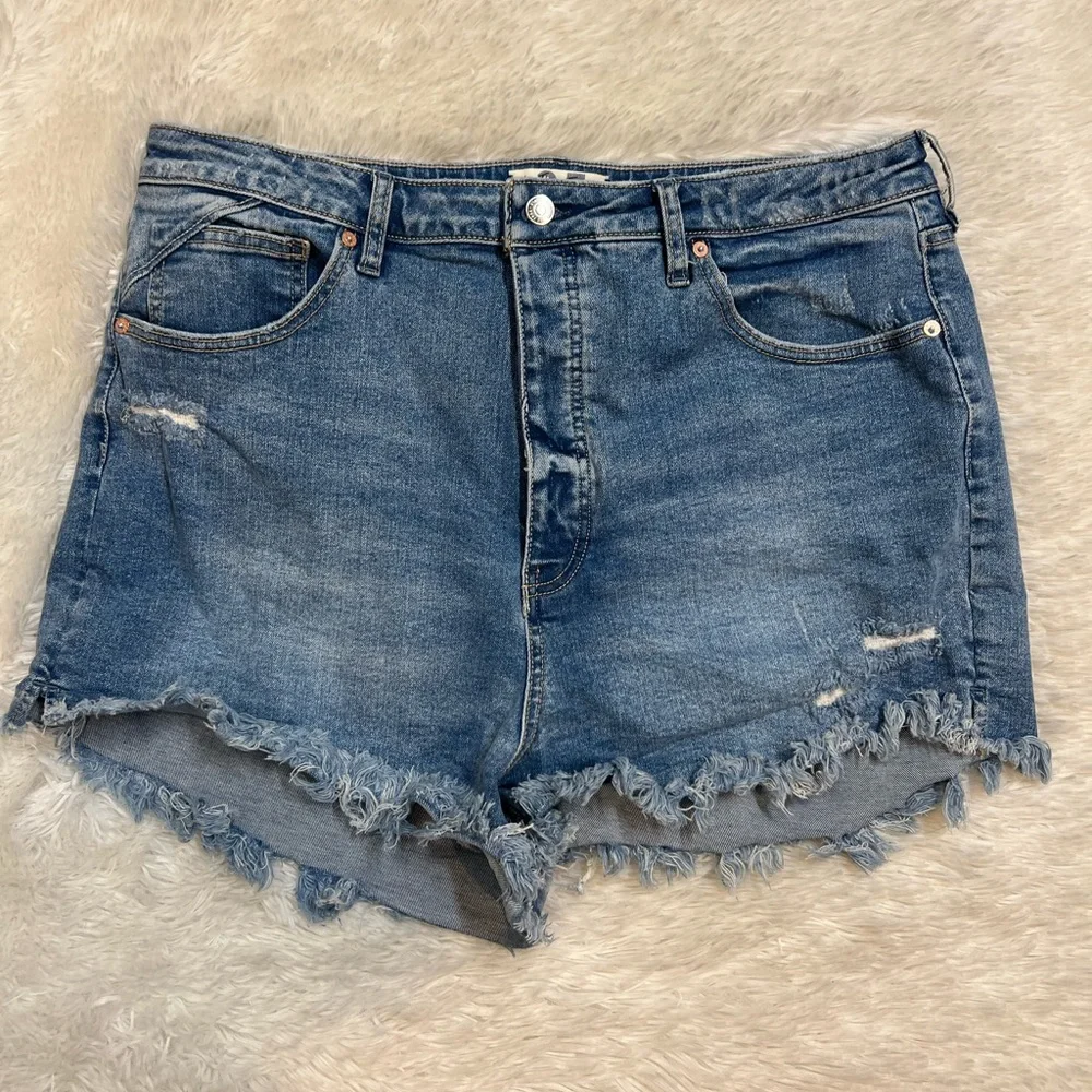 Free People CRVY Vintage High Rise Shorts In Lolita Blue 35 - Picture 2 of 5